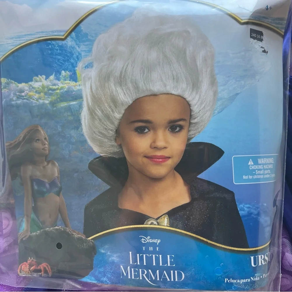 Disney villains Ursula costume dress and wig set Halloween S 6 girls kids NEW